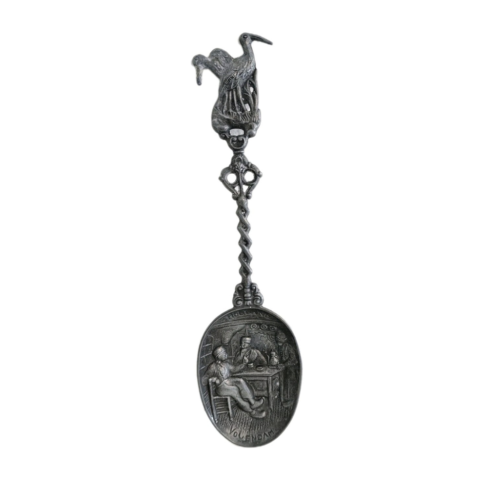 Old WWI Holland VOLENDAM ''Battle of Texel'' Pewter Decorative Collectible Spoon